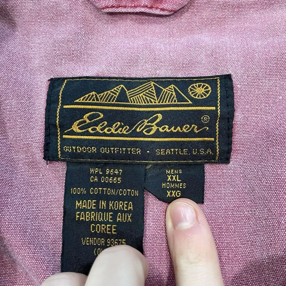 VTG Eddie Bauer Barn‎ Chore Work Coat Jacket Size 2XL XXL Red Sun Faded Corduroy